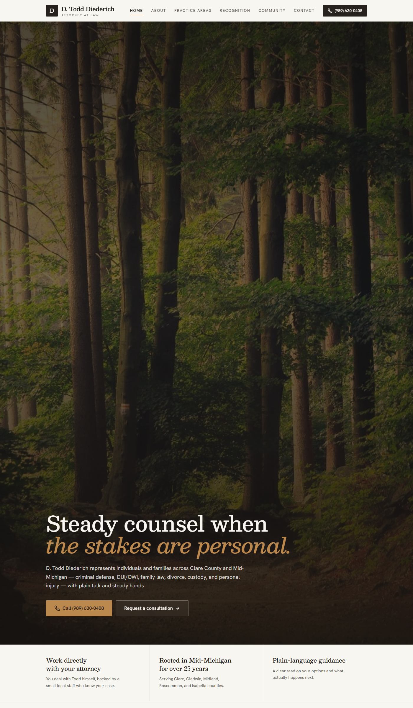Law Offices of D. Todd Diederich — website screenshot